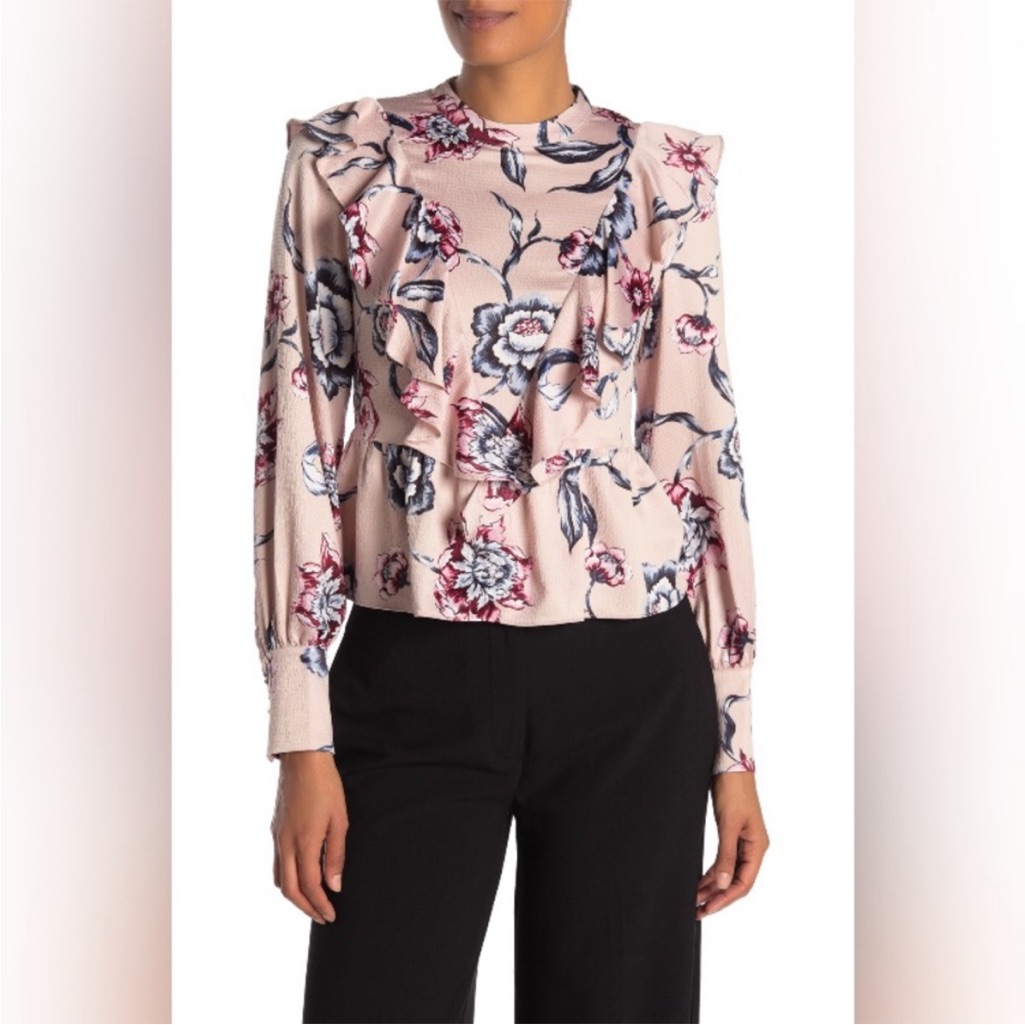 Rachel Rachel Roy Krista Blush Floral Ruffle Top 2